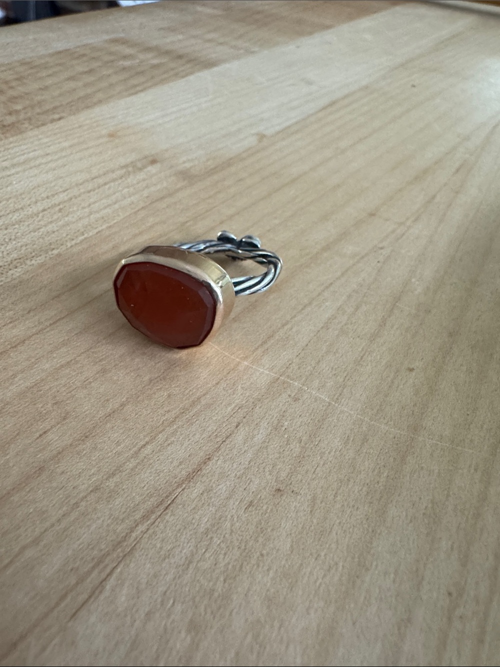Jes Maharry Carnelian Stone Twist Band Ring Size 7